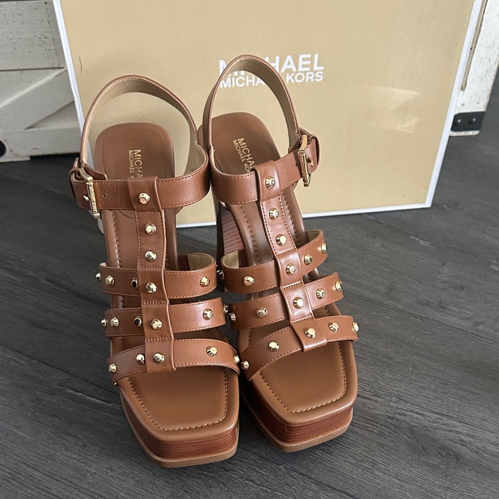 Michael Michael Kors Jagger Tan Studded Sandals